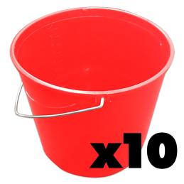 Black 10ltr Durable Soft Trademan Plastic Buckets x10