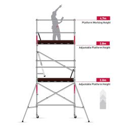 Intex Scaffold Tower Kit Folding Industrial Rated Aluminium 225kg SPAK200