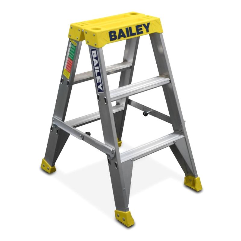 Bailey FS13966 Ladder Pro 0.9m 3 Step Double Sided 150kg BIG TOP Aluminium FS13966