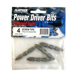 PlasterX  9STD Power Driver Screw Tips 4 Piece Phillips No2 Double Ended 9STD