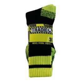 Tradie Work Socks 3 Pack Size 11-13 100% Acrylic Black & Yellow M22530SJ