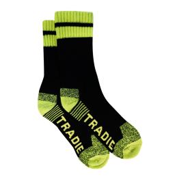Tradie Work Socks 3 Pack Size 7-10 100% Acrylic Black & Yellow M22530SJ