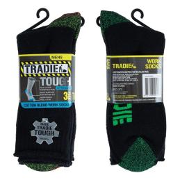 Tradie Work Socks 3 Pack Size 11-13 Cotton Blend Black M22549