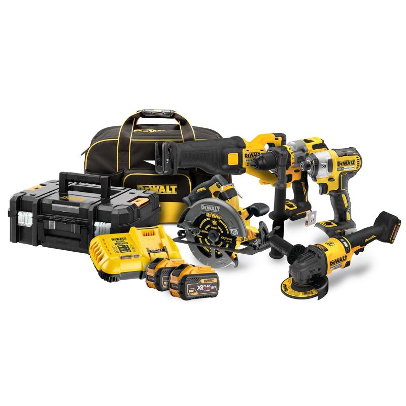 Dewalt 18V/54V XR Li-Ion BRUSHLESS 5pc Combination Kit - 9.0Ah XR (Includes 54V XR FLEXVOLT™) DCZ596X2T-XE