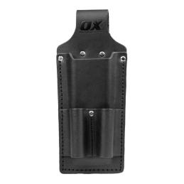 OX OX-T265711 Dual Chisel And Nip Holder Trade Quality Black Leather OX-T265711