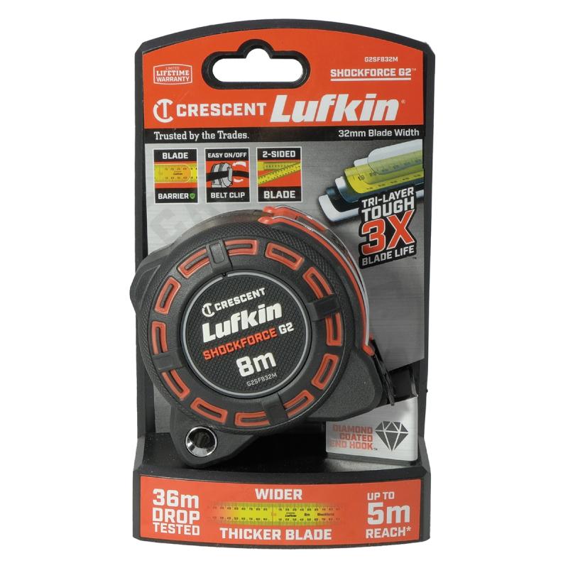 Crescent Lufkin G2SF832M Measuring Tape 8m x 32mm Yellow Blade ...