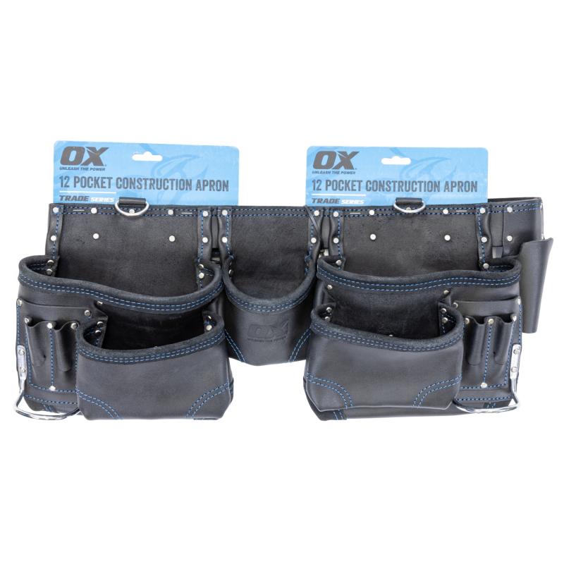 OX OX-T265601 Trade Construction Apron 12 Pocket Black Leather OX-T265601