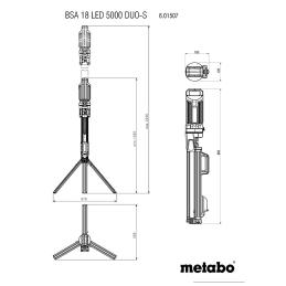 Metabo 601507850 LED Site Light 18v 2500-5000 Lumens Adjustable Fast Setup 601507850