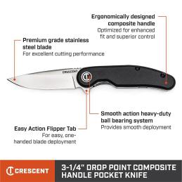 Crescent CPK350C Pocket Knife 89mm Harpoon Blade Composite Handle CPK350C